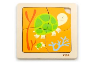 Obrázek z Dřevěné puzzle 4dílky - želva 